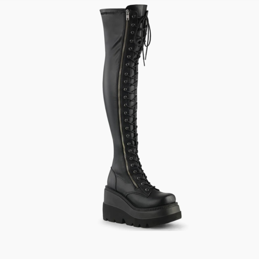 Demonia Shaker 374 platform thigh high boot